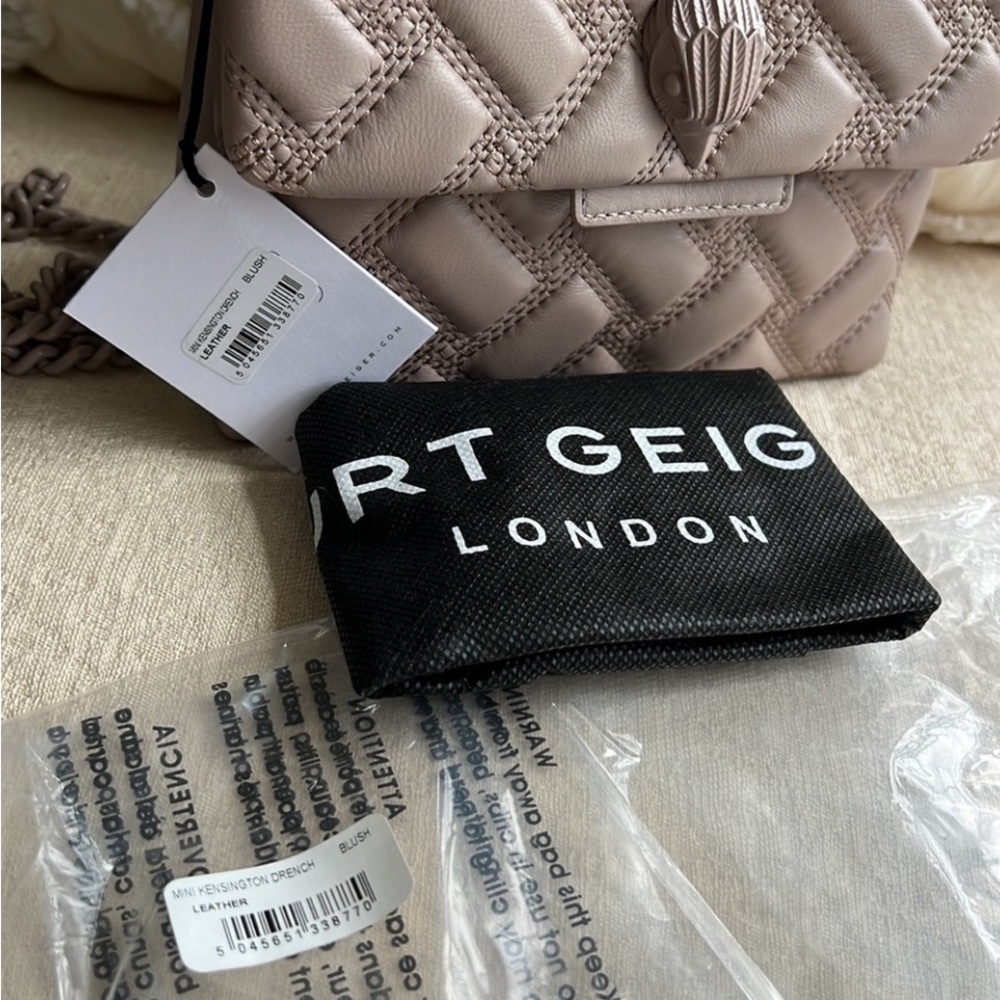 KURT GEIGER MINI Kensington Drench quilted leather crossbody blush taupe - Picture 16 of 17